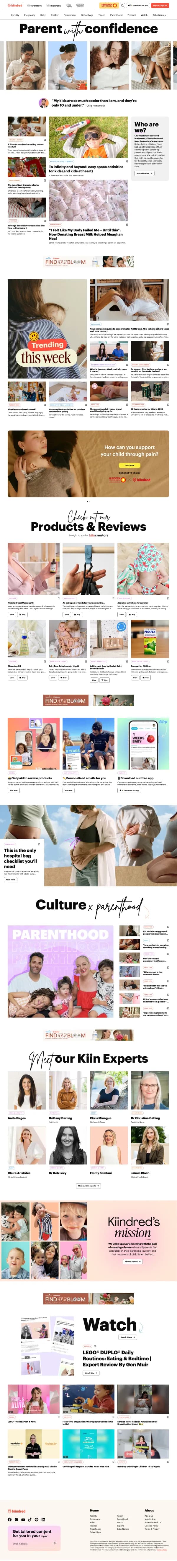 Kiindred parenting platform website