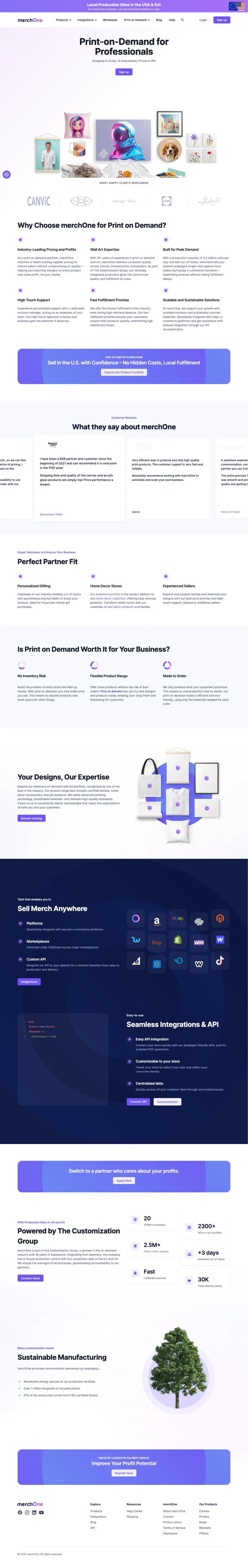 merchOne print-on-demand storefront